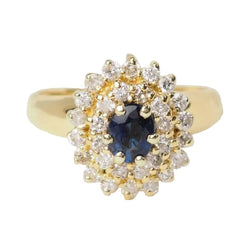 Bague Entourage en or jaune, saphir, et diamants - Castafiore
