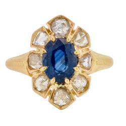 Bague Entourage en or jaune, saphir et diamants - Castafiore