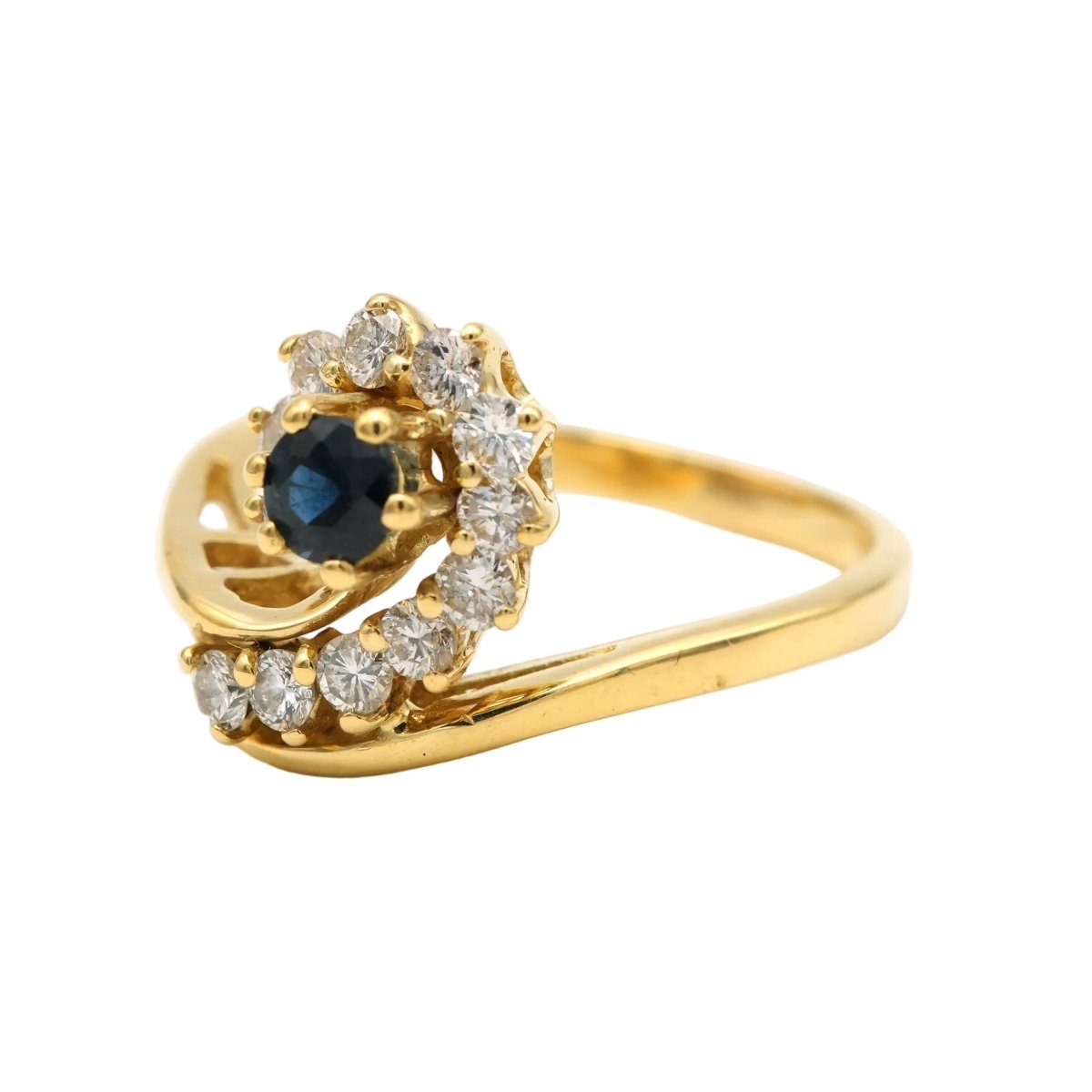 Bague Entourage en or jaune, saphir et diamants - Castafiore