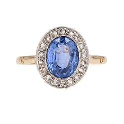 Bague Entourage en or jaune, saphir et diamants - Castafiore