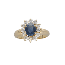 Bague Entourage en or jaune, saphir et diamants - Castafiore