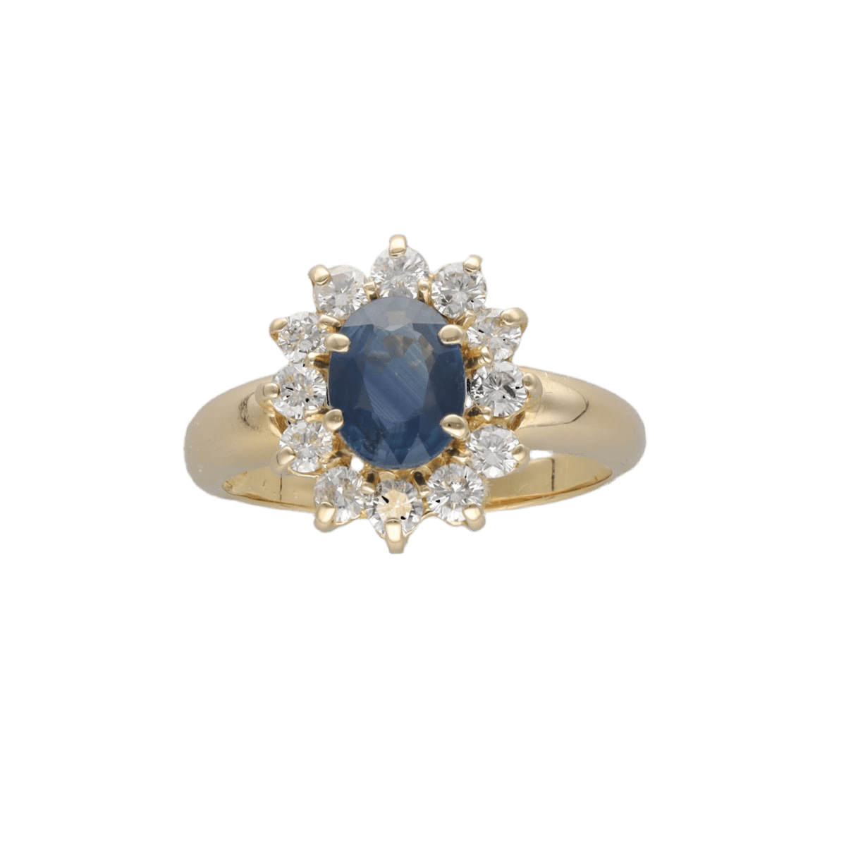 Bague Entourage en or jaune, saphir et diamants - Castafiore