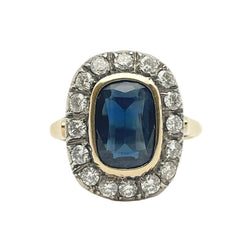 Bague Entourage en or jaune, saphir et diamants - Castafiore