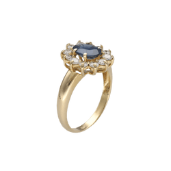 Bague Entourage en or jaune, saphir et diamants - Castafiore