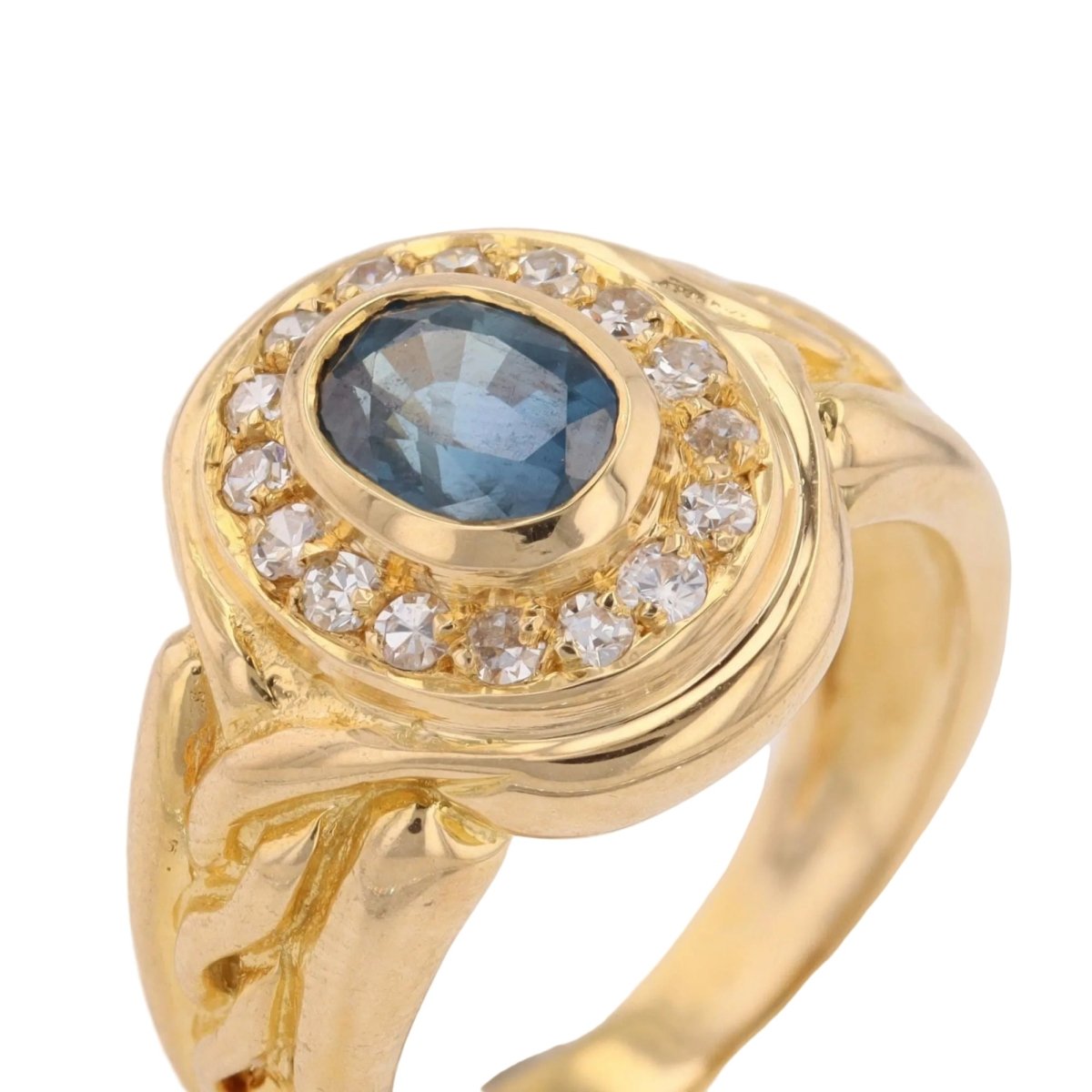 Bague Entourage en or jaune, saphir et diamants - Castafiore