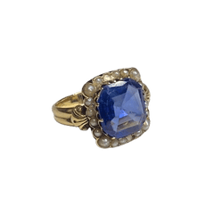 Bague Entourage en or jaune, saphir et perles - Castafiore