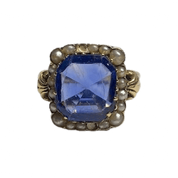 Bague Entourage en or jaune, saphir et perles - Castafiore