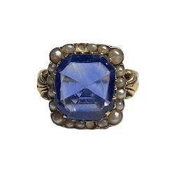 Bague Entourage en or jaune, saphir et perles - Castafiore