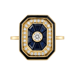 Bague Entourage en or jaune, saphirs et diamants - Castafiore