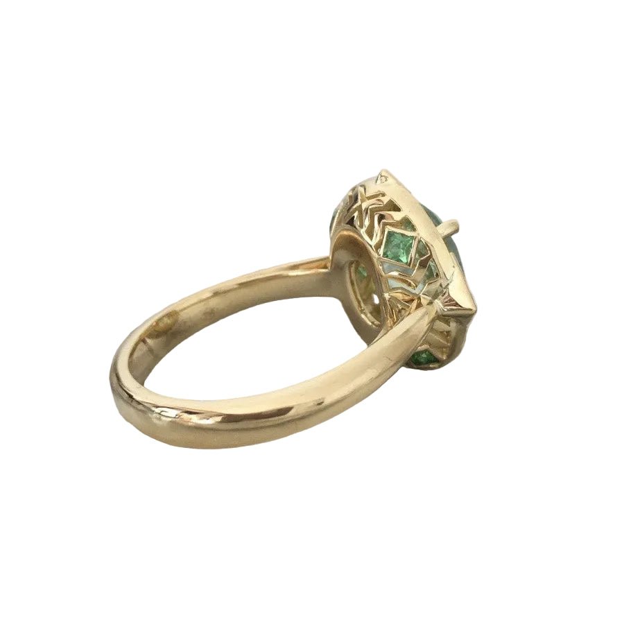 Bague Entourage en or jaune, tourmaline, tsavorites et diamants - Castafiore