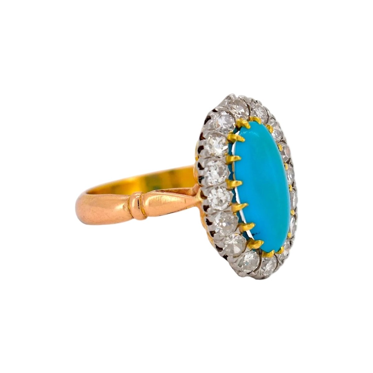 Bague Entourage en or jaune, turquoise et diamants - Castafiore