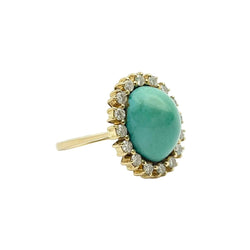Bague Entourage en or jaune, turquoise et diamants - Castafiore