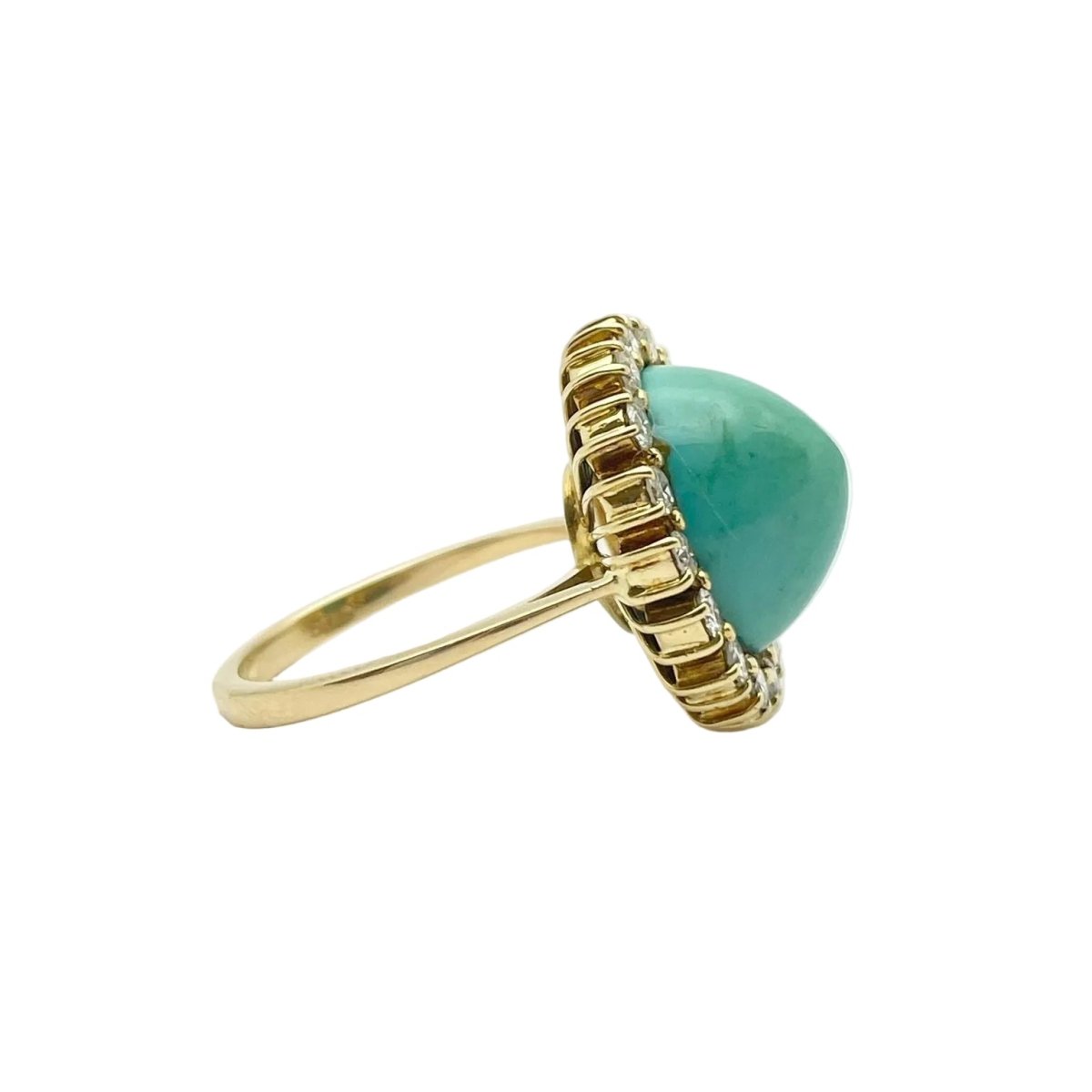 Bague Entourage en or jaune, turquoise et diamants - Castafiore