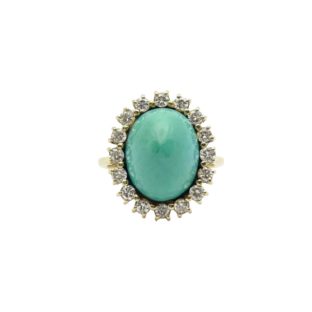 Bague Entourage en or jaune, turquoise et diamants - Castafiore