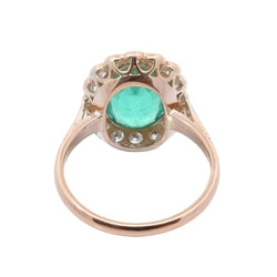Bague Entourage en or rose, émeraude et diamants - Castafiore