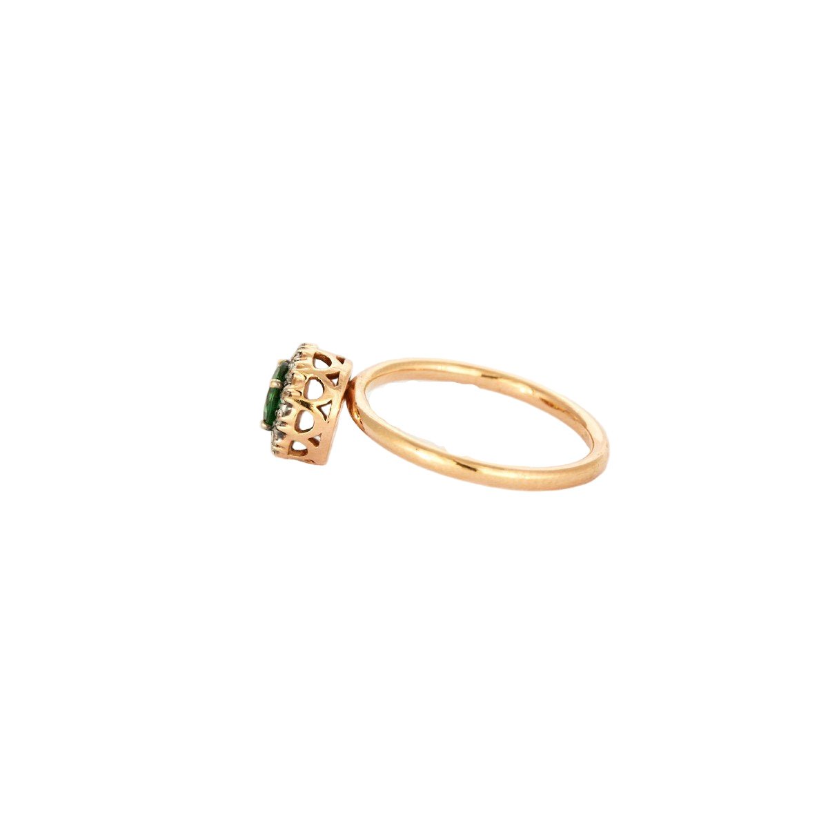 Bague Entourage en or rose, grenat, et diamants - Castafiore