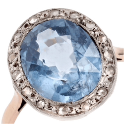 Bague Entourage en or rose, platine, saphir et diamants - Castafiore