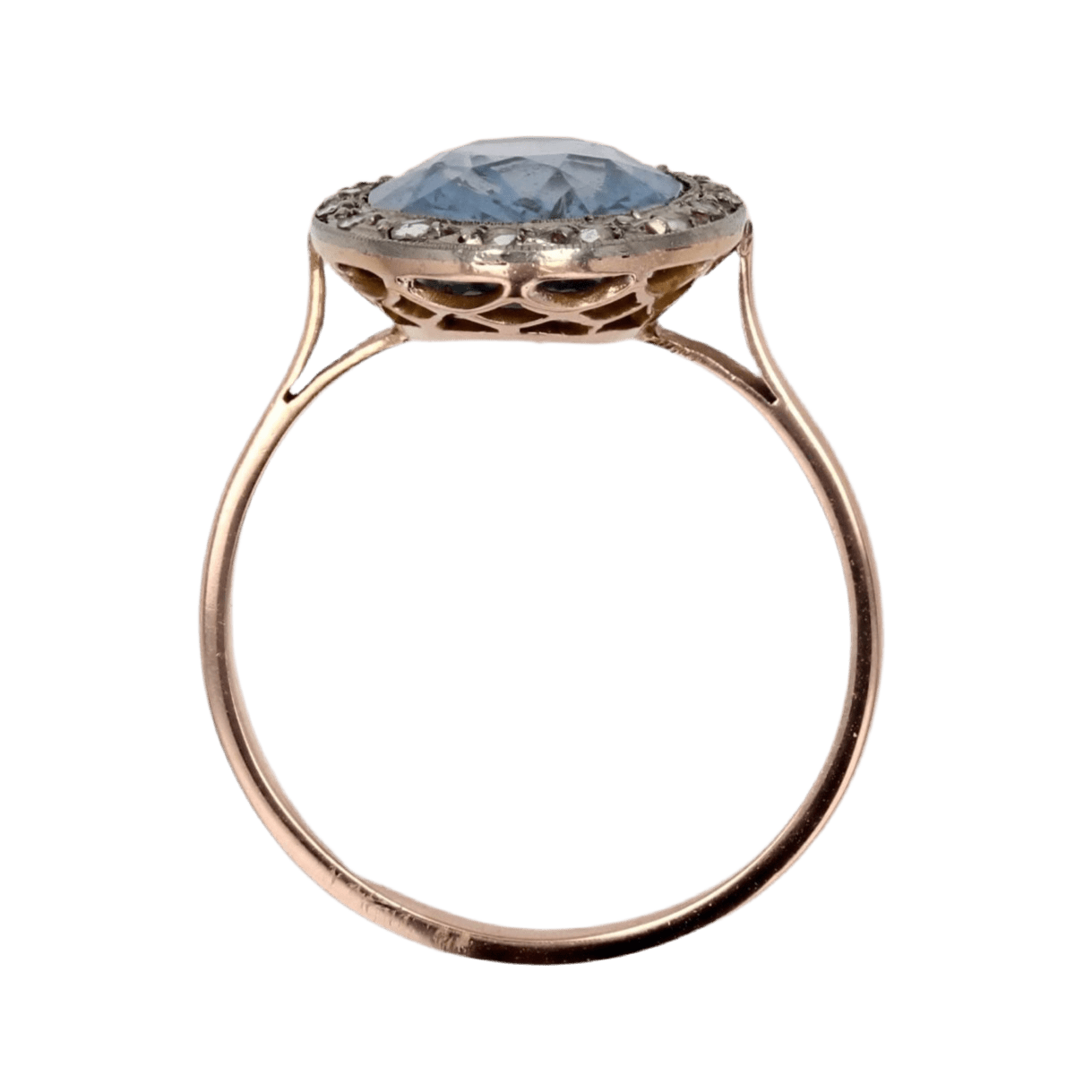 Bague Entourage en or rose, platine, saphir et diamants - Castafiore