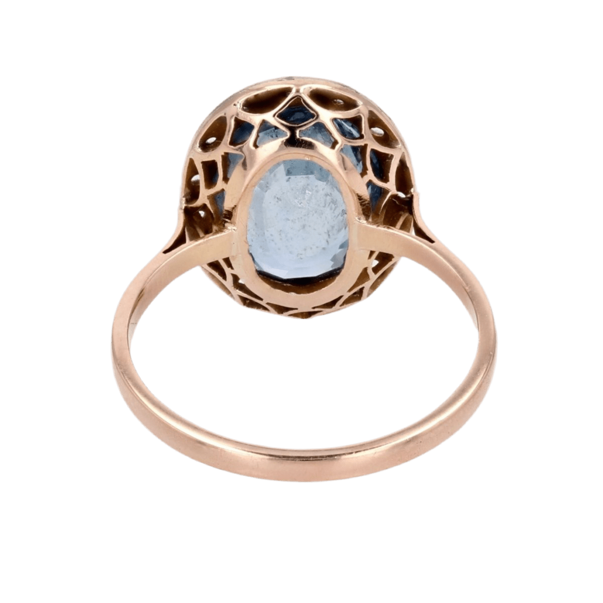 Bague Entourage en or rose, platine, saphir et diamants - Castafiore