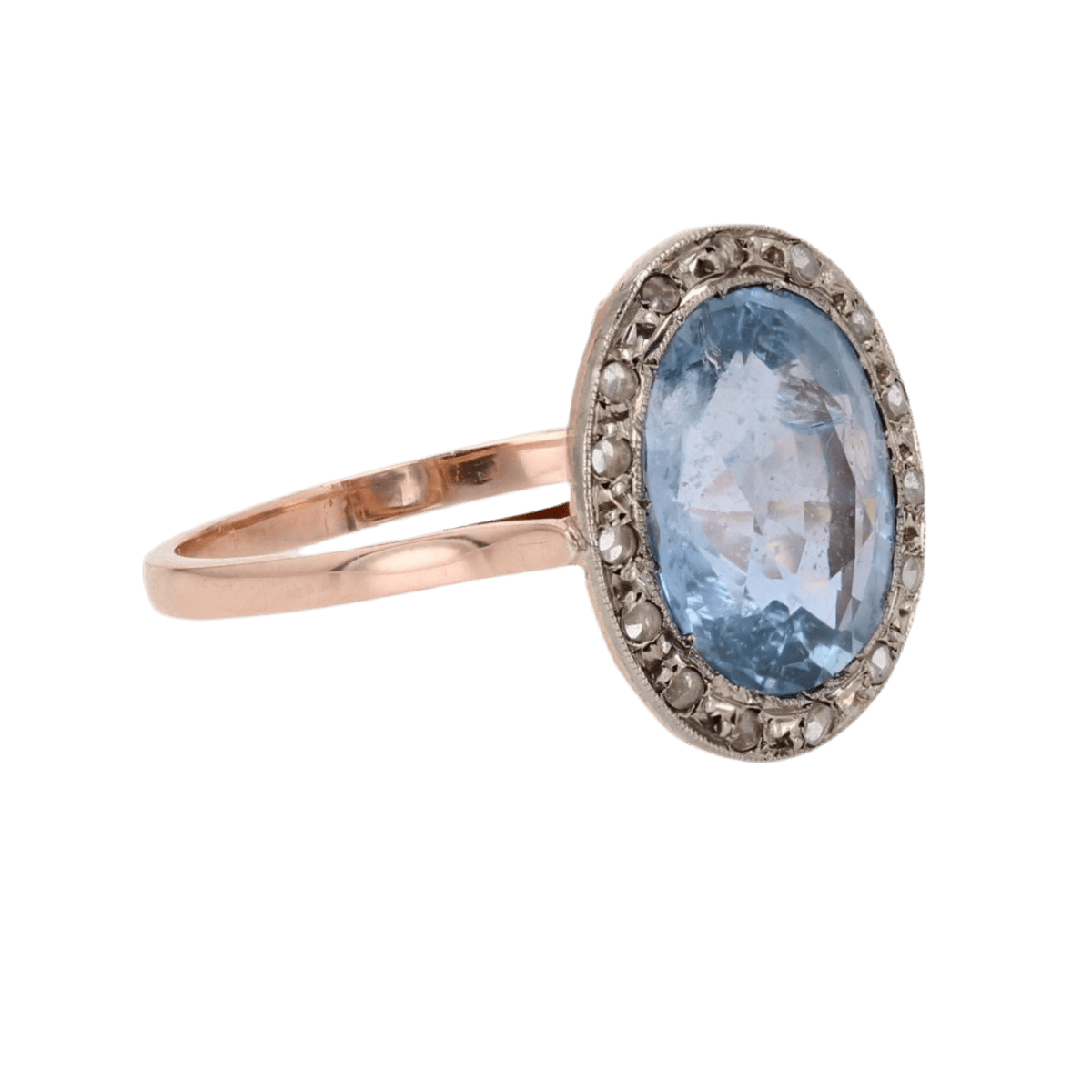 Bague Entourage en or rose, platine, saphir et diamants - Castafiore