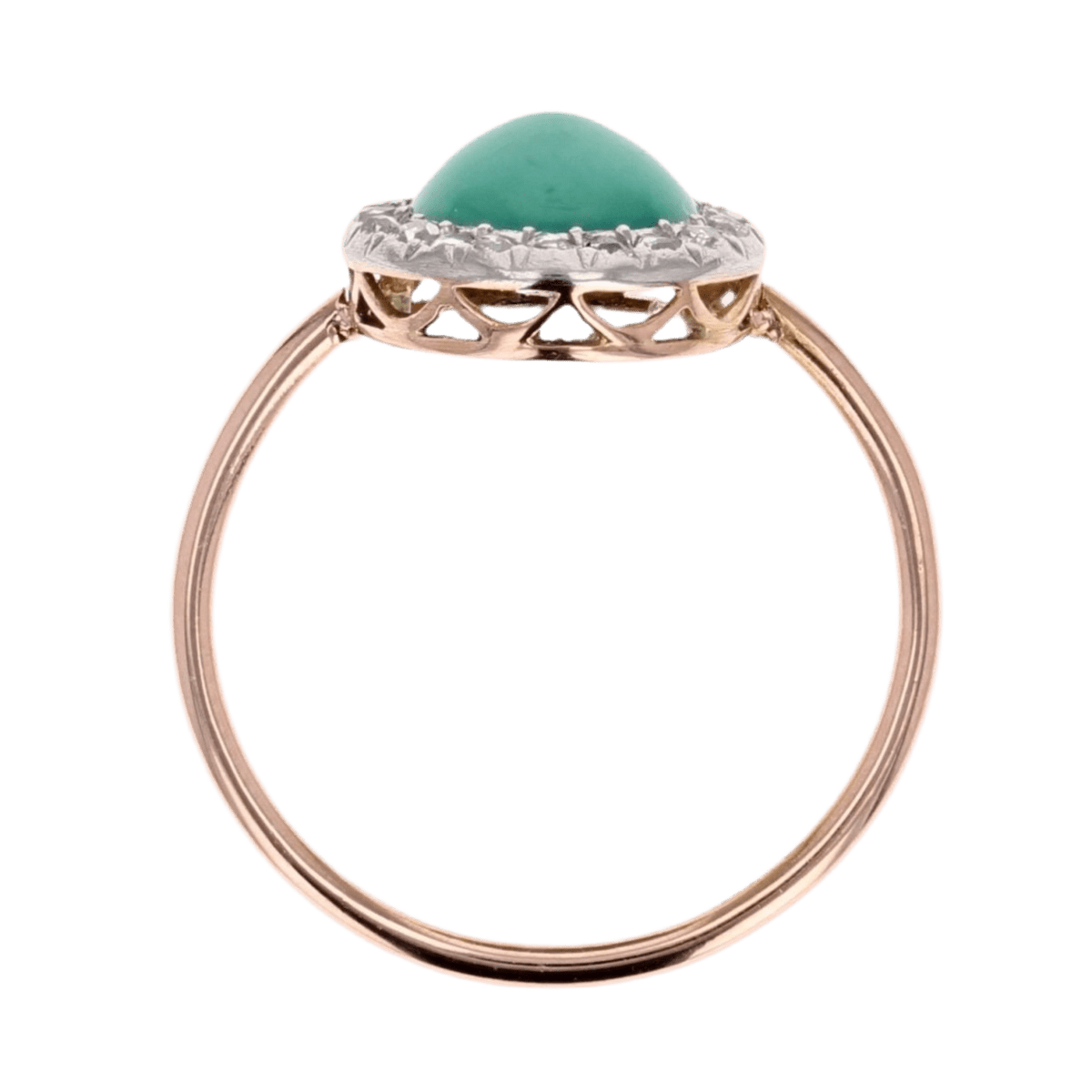 Bague Entourage en or rose, platine, turquoise et diamants - Castafiore