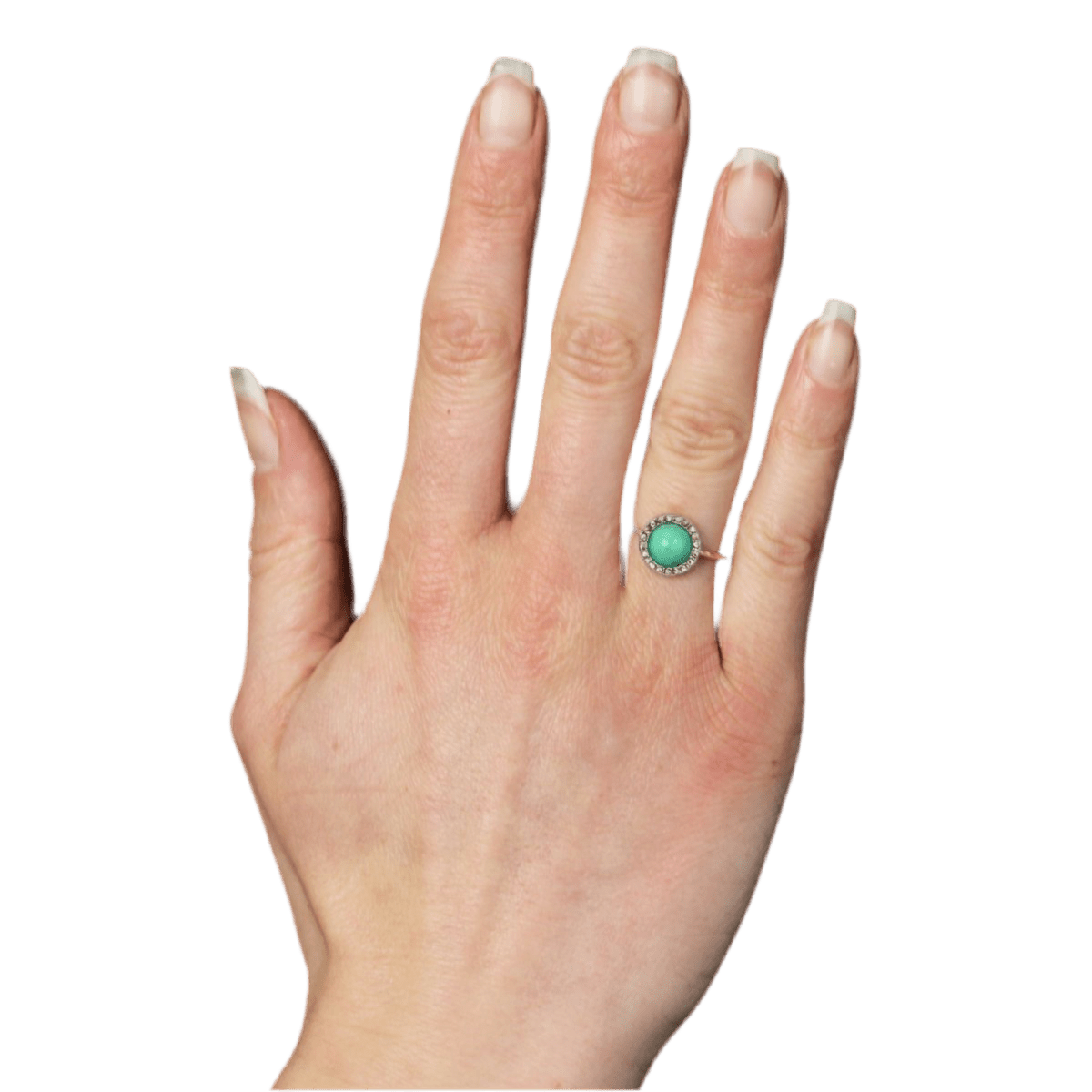 Bague Entourage en or rose, platine, turquoise et diamants - Castafiore