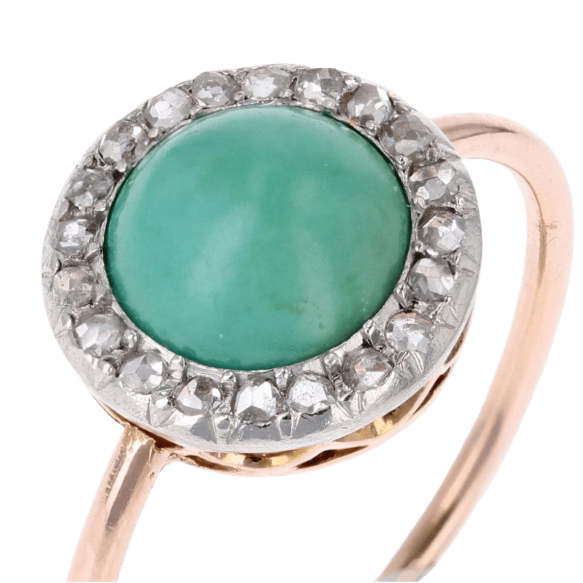Bague Entourage en or rose, platine, turquoise et diamants - Castafiore
