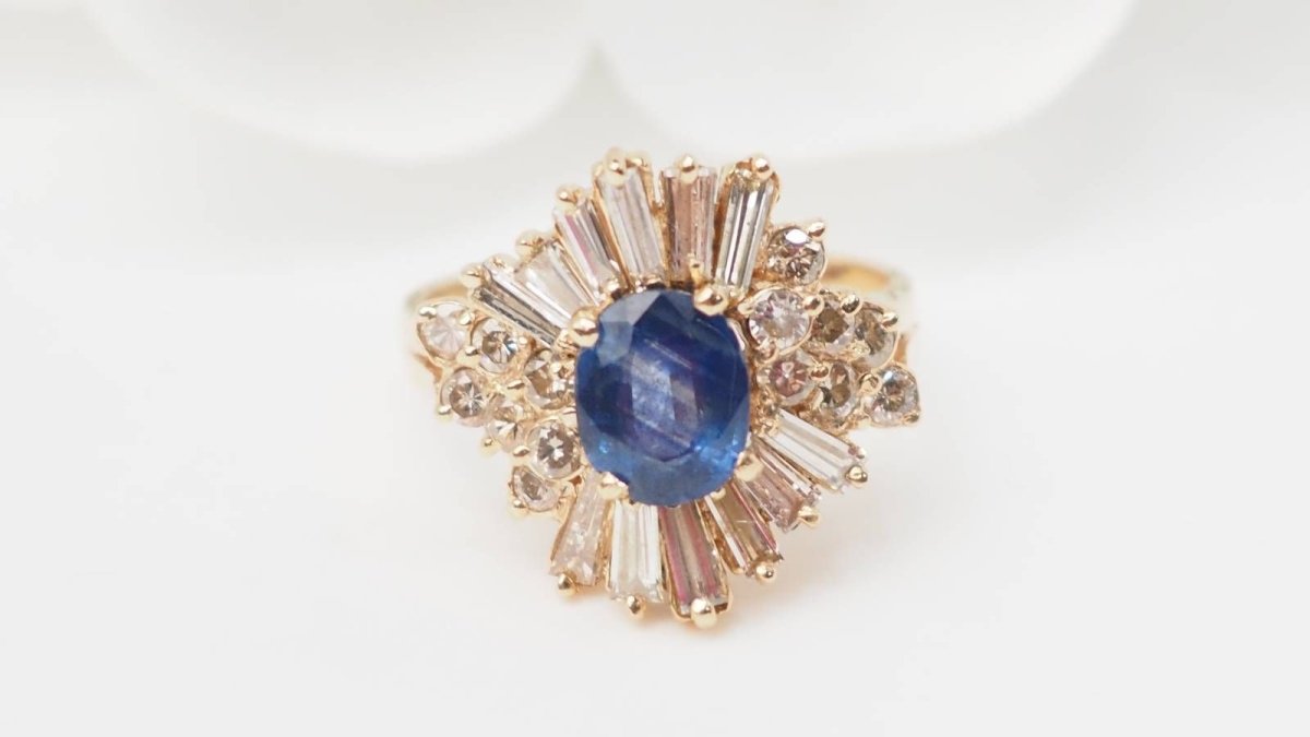 Bague Entourage en or rose saphir et diamants - Castafiore