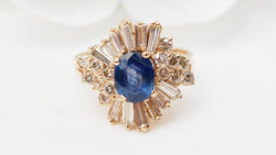 Bague Entourage en or rose saphir et diamants - Castafiore