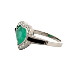 Bague Entourage en platine, émeraude, onyx et diamants - Castafiore