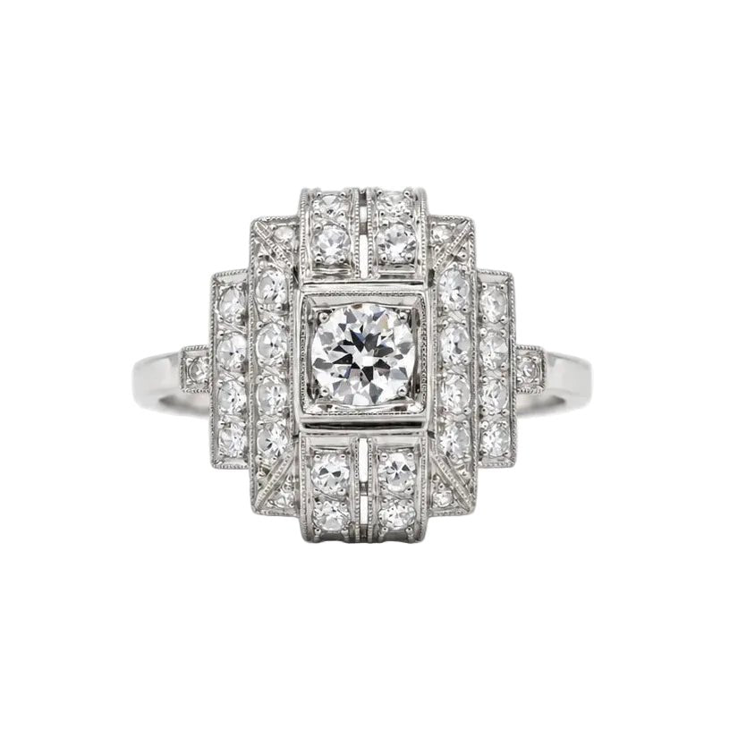 Bague Entourage en platine et diamants - Castafiore