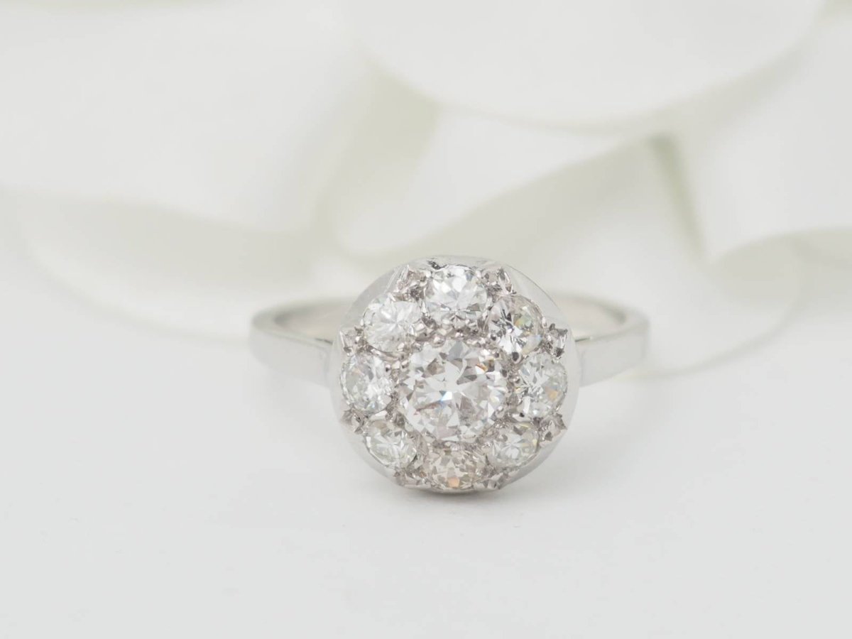 Bague Entourage en platine et diamants - Castafiore