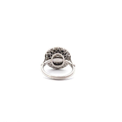 Bague Entourage en platine, onyx et diamants - Castafiore