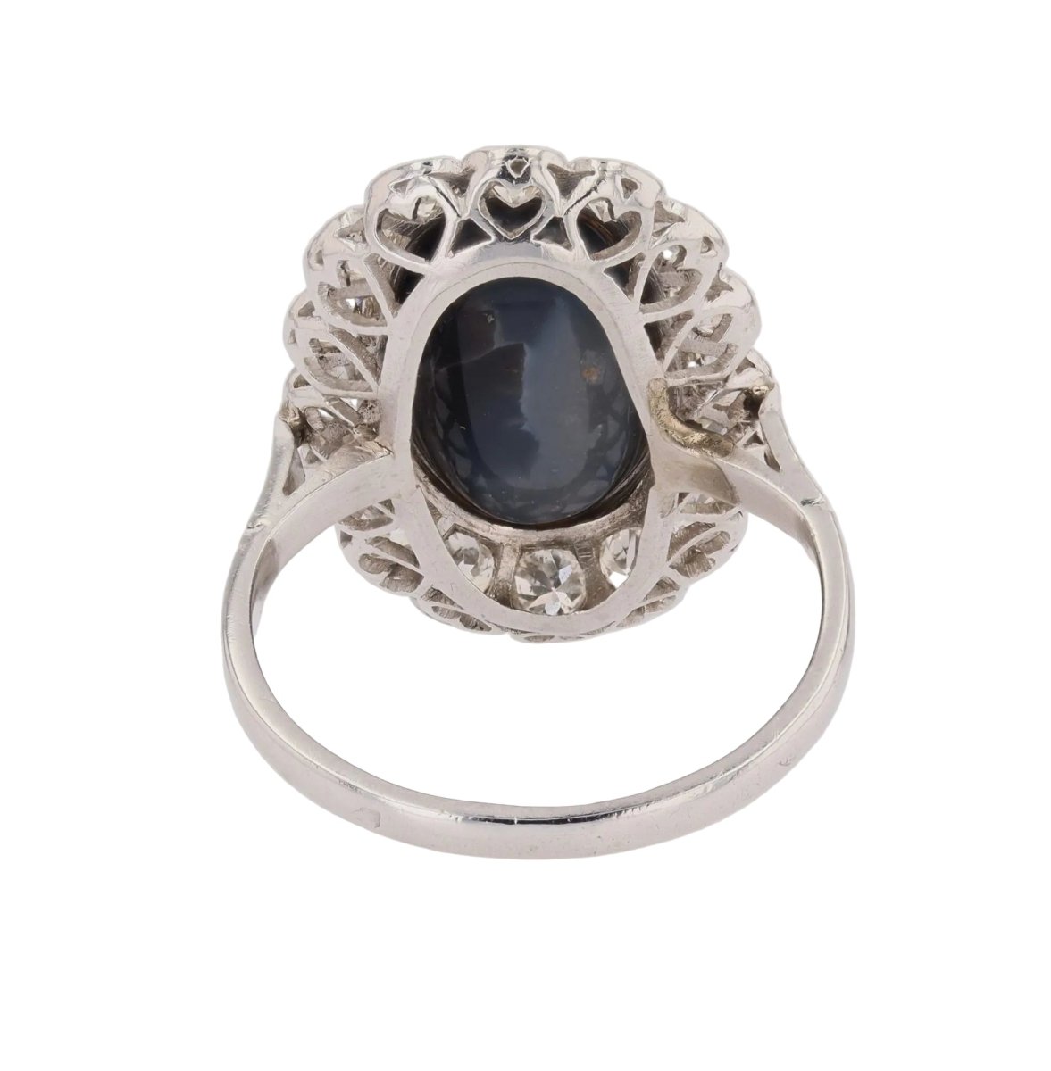 Ring paltinium black opal diamonds