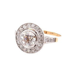 Bague Entourage en platine, or jaune, et diamants - Castafiore