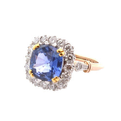 Bague Entourage en platine, or, saphir, et diamants - Castafiore