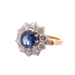 Bague Entourage en platine, or, saphir, et diamants - Castafiore