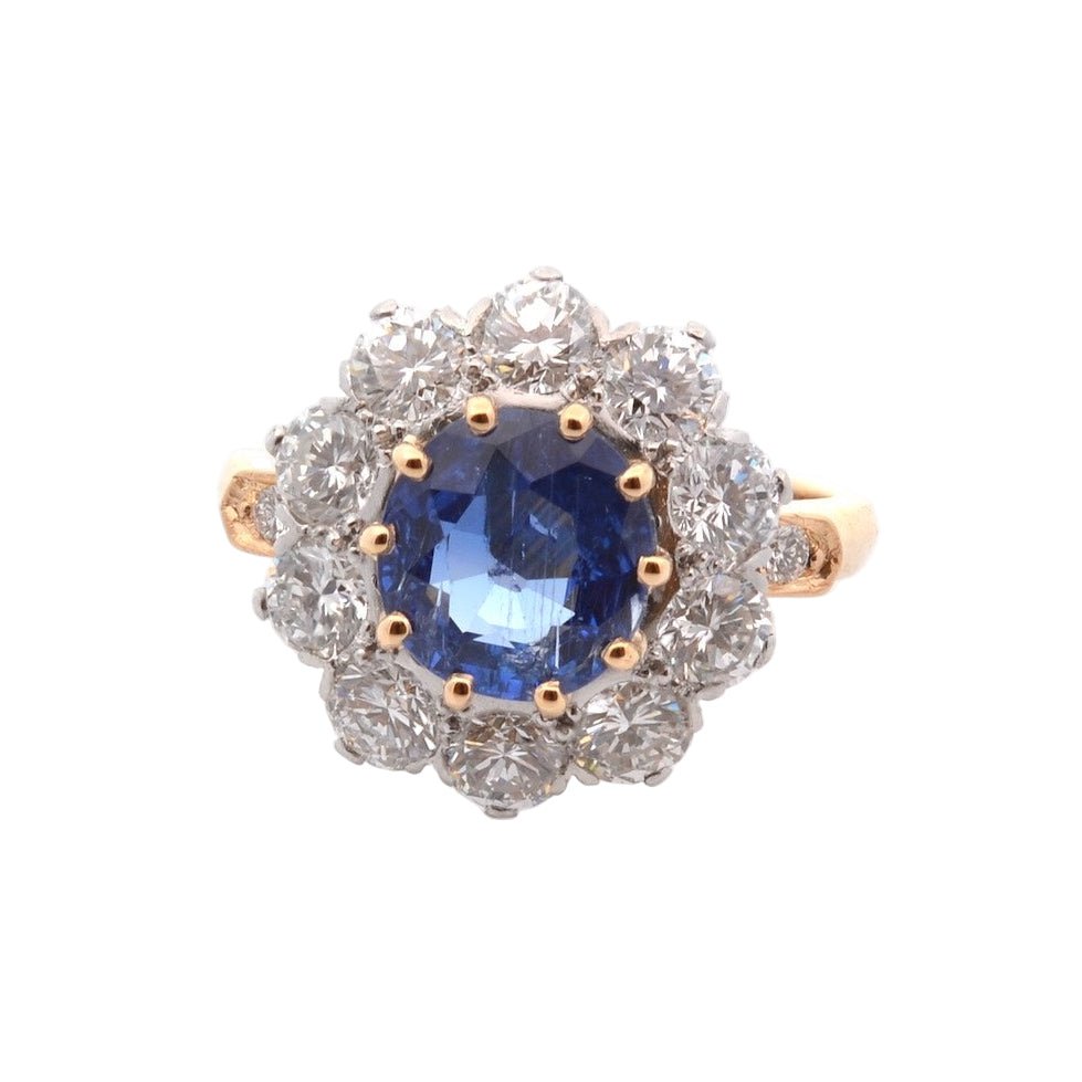 Bague Entourage en platine, or, saphir, et diamants - Castafiore
