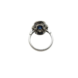 Bague Entourage en platine, saphir, diamants - Castafiore