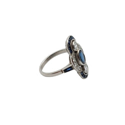 Bague Entourage en platine, saphir, diamants - Castafiore