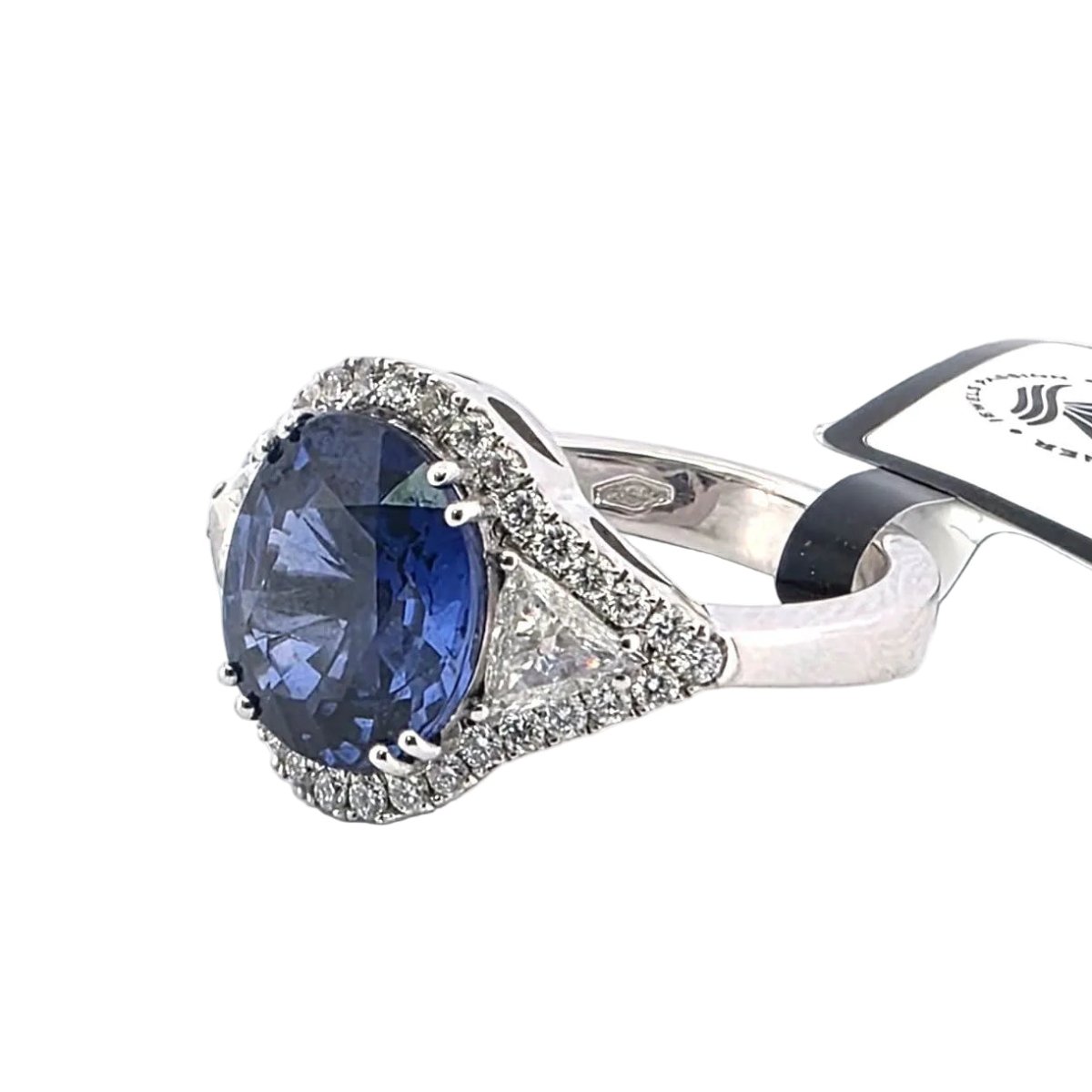 Bague Entourage en platine, saphir et diamants - Castafiore