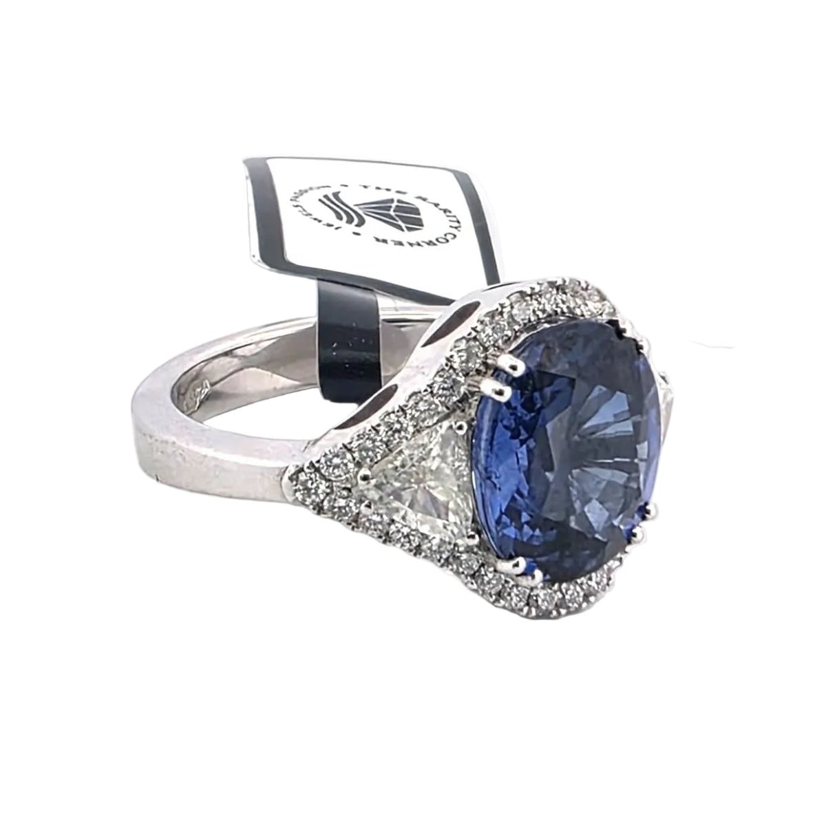 Bague Entourage en platine, saphir et diamants - Castafiore