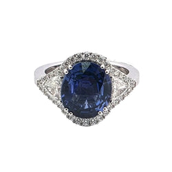 Bague Entourage en platine, saphir et diamants - Castafiore