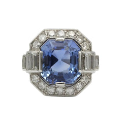 Bague Entourage en platine, saphir et diamants - Castafiore