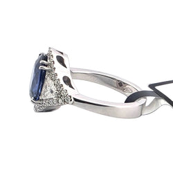 Bague Entourage en platine, saphir et diamants - Castafiore