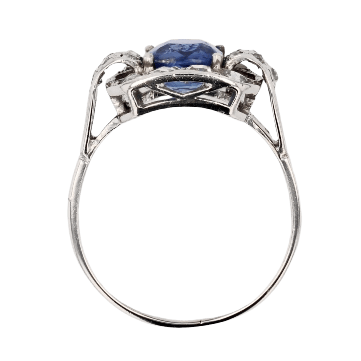 Bague Entourage en platine, saphir et diamants - Castafiore