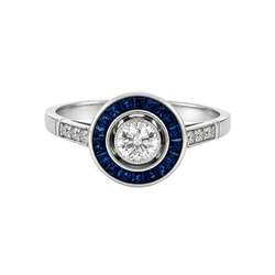 Bague Entourage en platine, saphirs et diamants - Castafiore