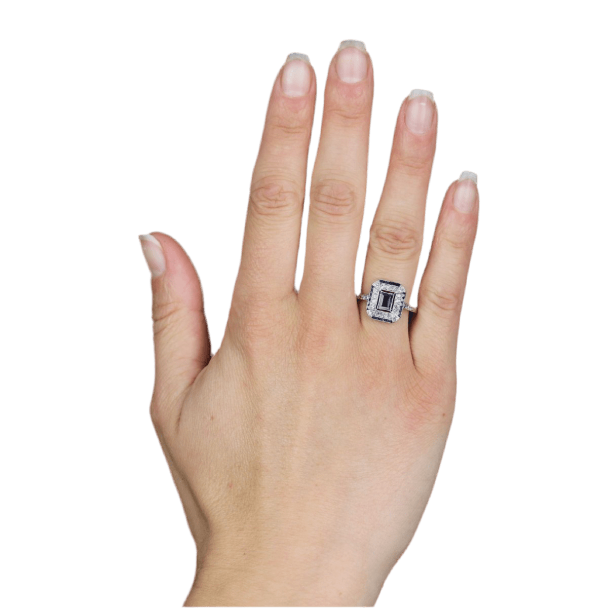 Bague Entourage en platine, saphirs et diamants - Castafiore