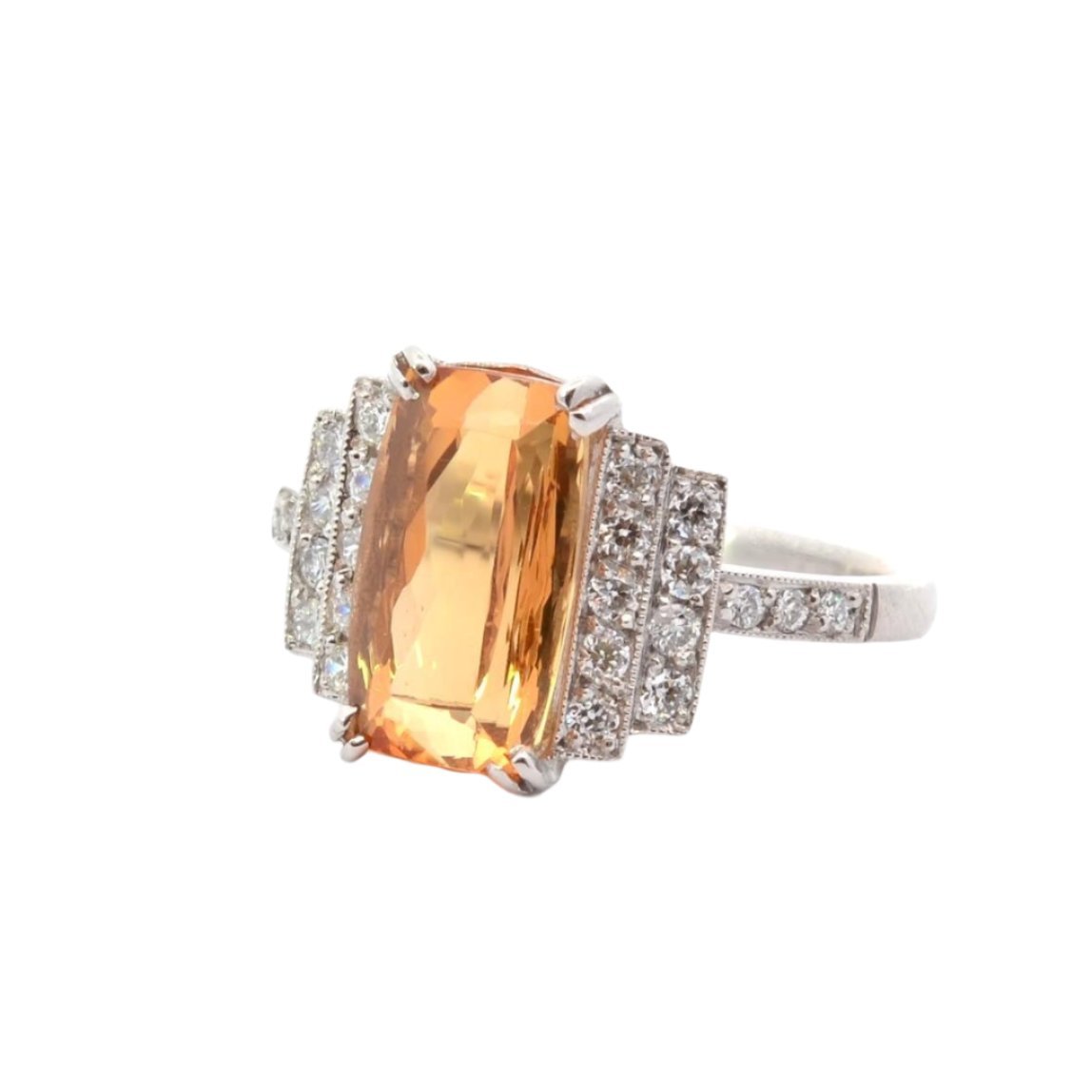 Bague entourage en platine, topaze et diamants - Castafiore