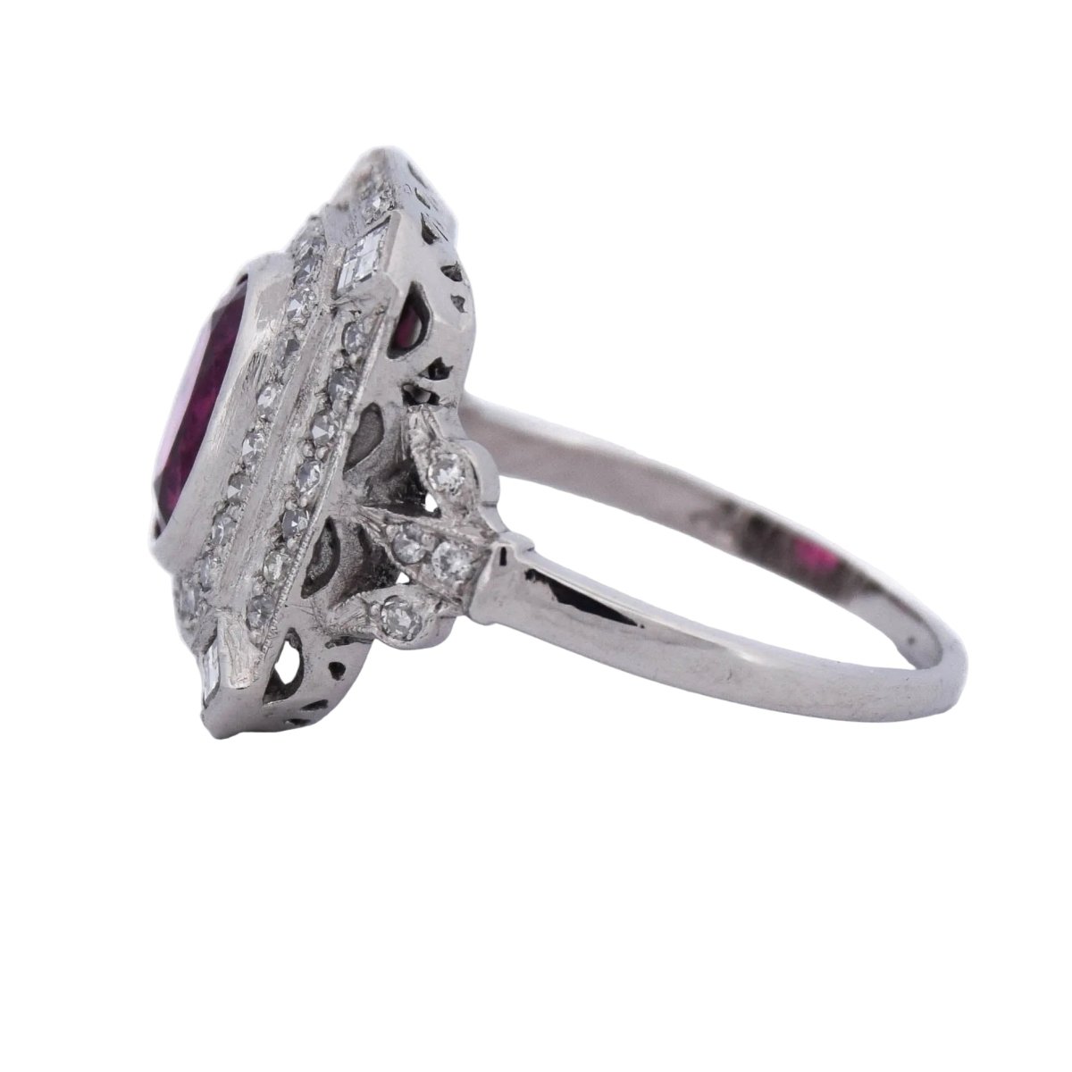 Bague Entourage en platine, tourmaline et diamants - Castafiore